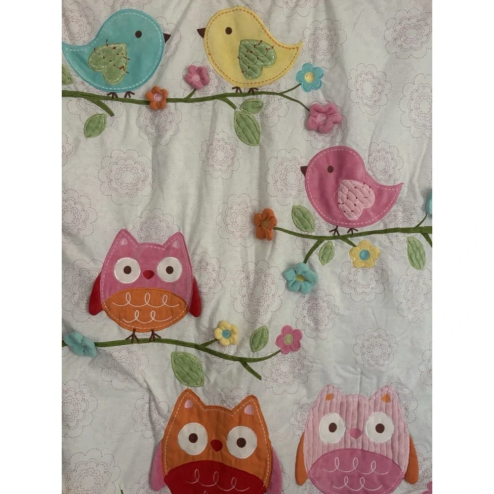 Nojo Owl Love Baby Crib Blanket Owls Birds Pink Flowers Textured‎ 42
